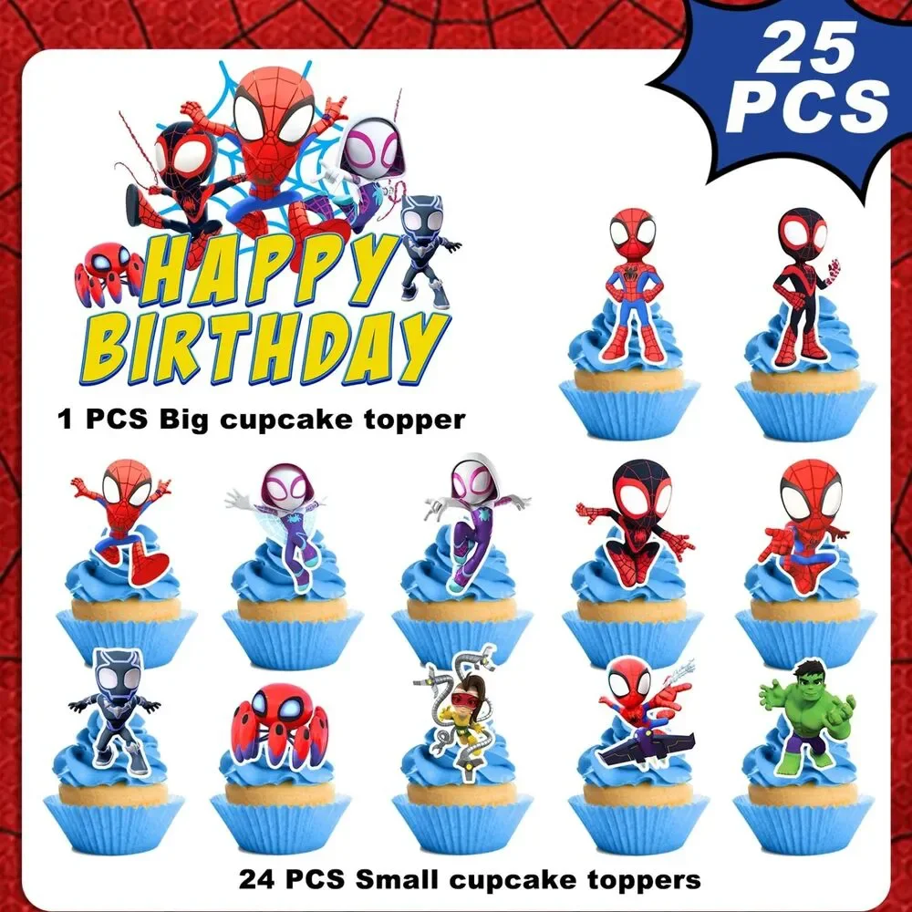 25pc Spidey & His Amazing Friends Cake Topper Set - Spiderman Marvel Party Decor